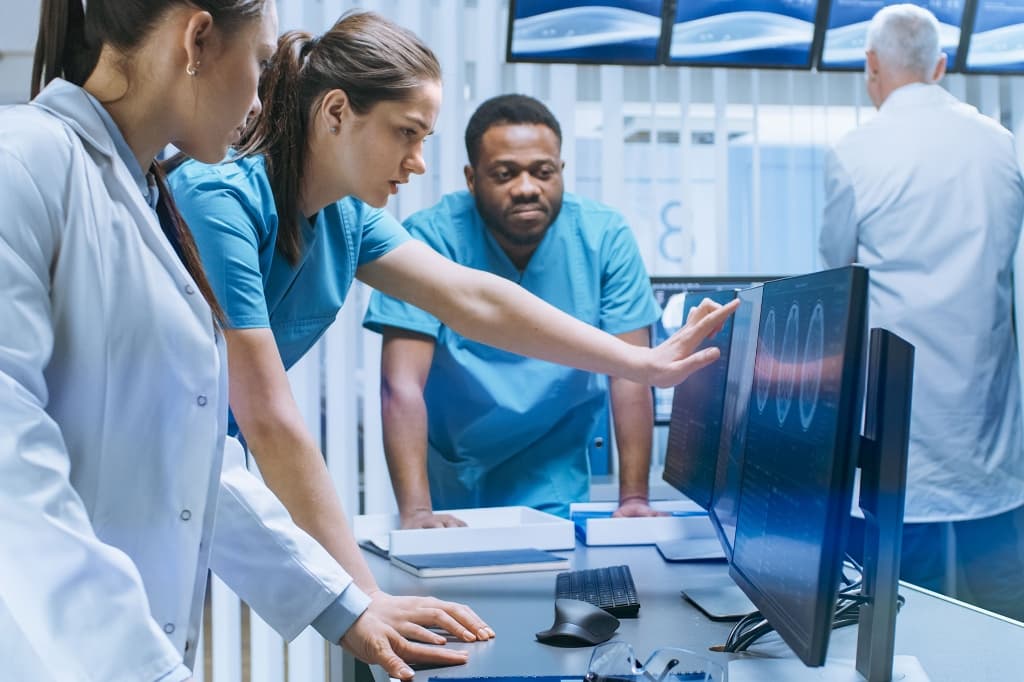 Medical professionals analyzing diagnostic images